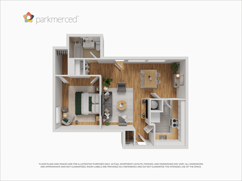 Floor plan for 1 bed, 1 bath, 792 sqft